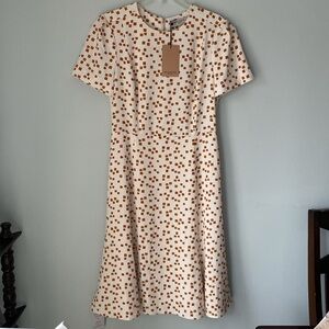 MM Lafleur New With tags Elegant White and Brown Midi Dress